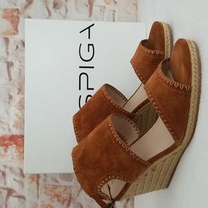 New Via Spiga Izett Suede Espadrille Wedge Sandals